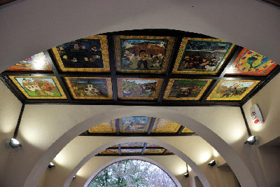 Painted coffered ceiling about Veresegyhaz, Hungary